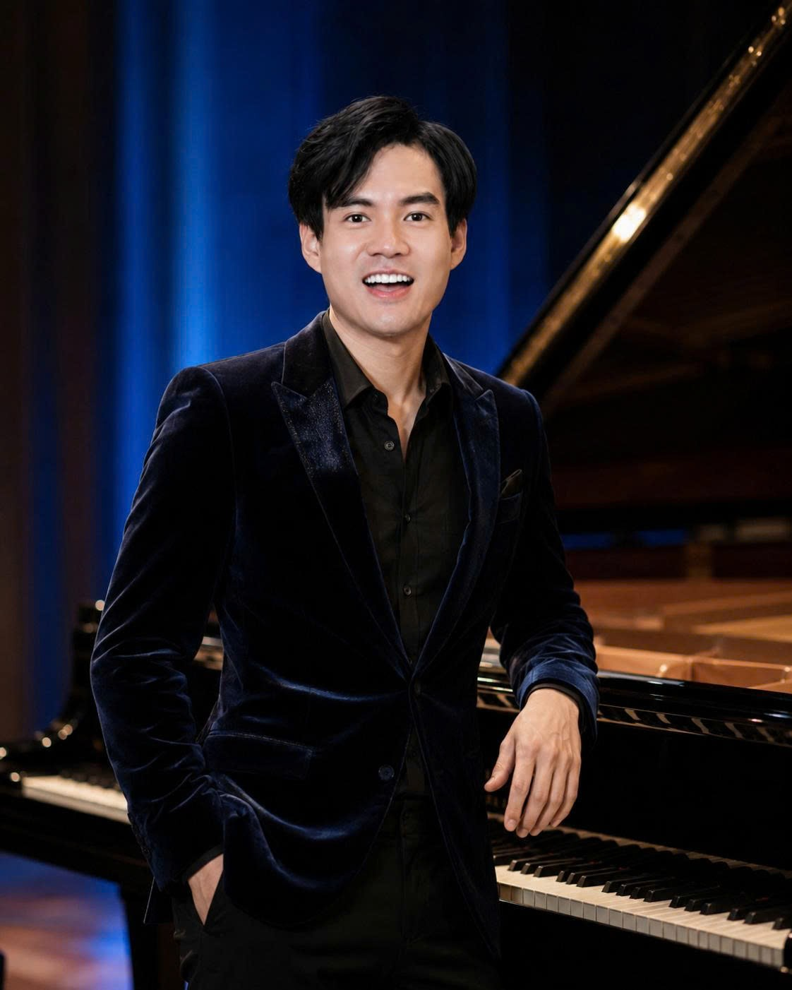 Chân dung Nguyễn Nhật Quang bên đàn piano